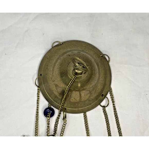 Vintage Dome Hanging Wind Chime Brass Camel Beaded Accents Bohemian Style Decor - Picture 7 of 10